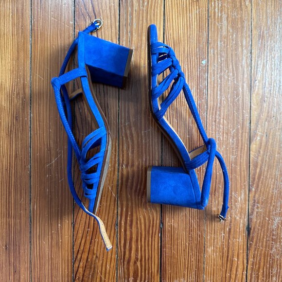Sezane Gloria Blue Suede Sandals - Picture 4 of 7
